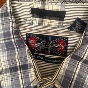 English Laundry Men's Blue Plaid Shirt
